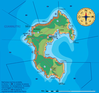 isola di Giannutri, mappa